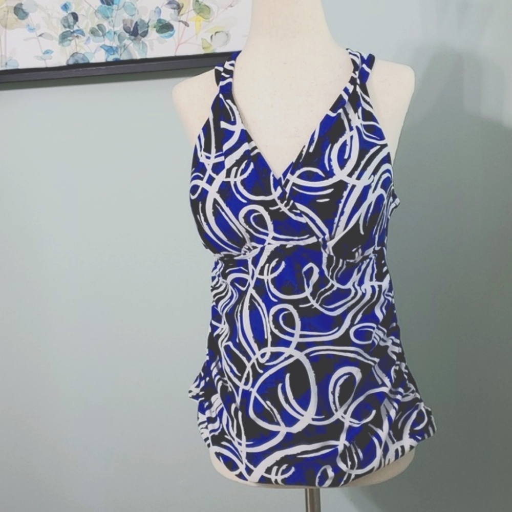 Size 20 blue & white tankini top by Beach Party - NEW with tags.